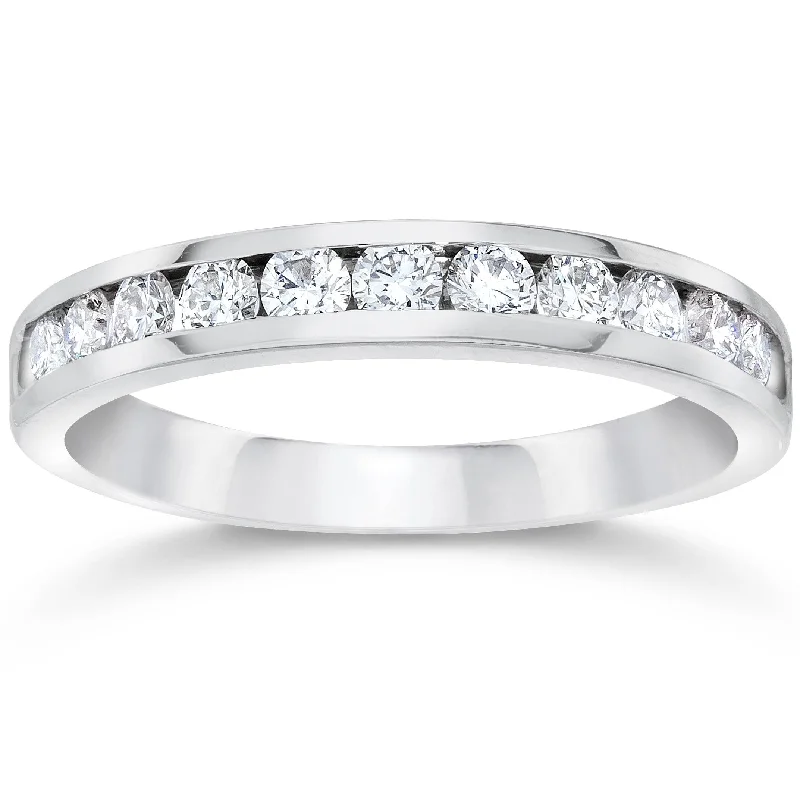 Women’s princess cut engagement rings-1/2ct Channel Set Diamond Wedding Ring White Gold