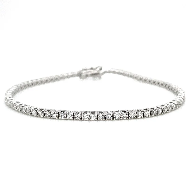 Women’s crystal bracelets-"BRAC10023" 2.96 CARAT ROUND DIAMOND TENNIS BRACELET IN 14K WHITE GOLD 6.75 INCH LENGTH