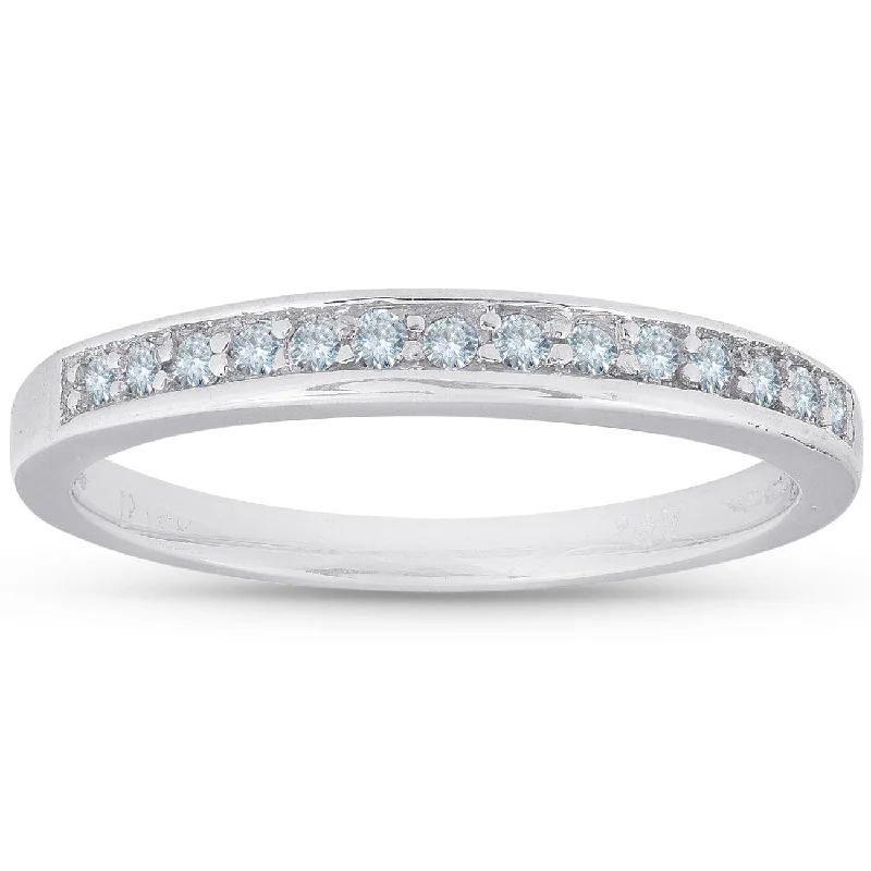 Women’s engagement rings with halo settings-1/5ct Diamond Wedding White Gold Anniversary Ring