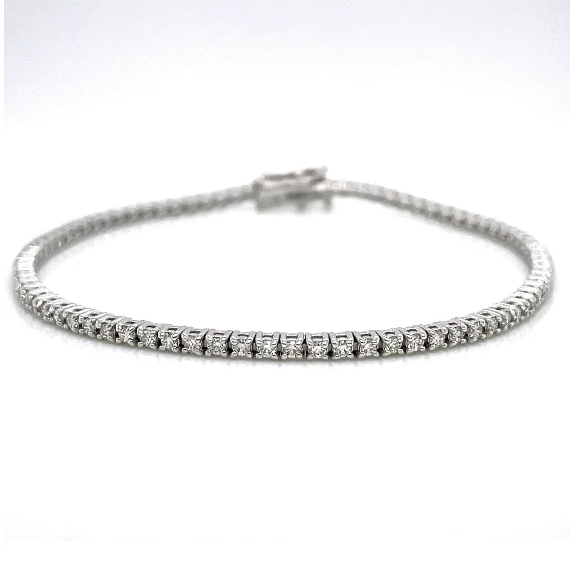 Women’s gold cuff bracelets-"BRAC01464" 1.76 CARAT ROUND DIAMOND TENNIS BRACELET IN 14K WHITE GOLD 6.75 INCH LENGTH