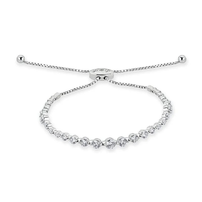 Women’s diamond bangle bracelets-Shared Prong Adjustable Bracelet