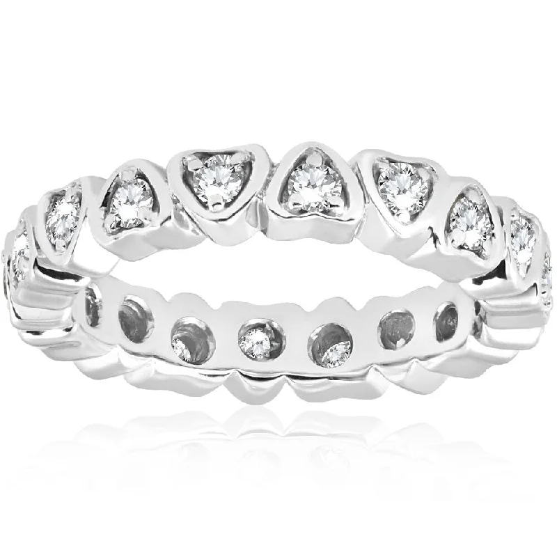 Women’s princess cut engagement rings-Pompeii3 14k White Gold 1/2 ct TDW Diamond Heart Shape Eternity Ring Womens Wedding Band - White I-J - White I-J