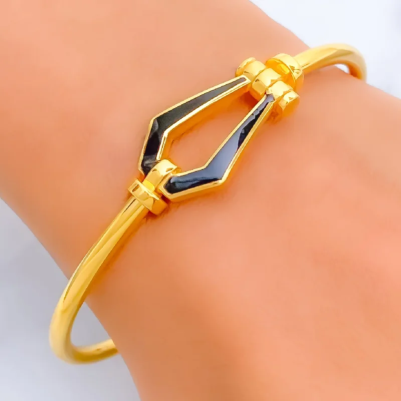 Women’s vintage-inspired bracelets-Colorful Stately 21k Gold Bangle Bracelet