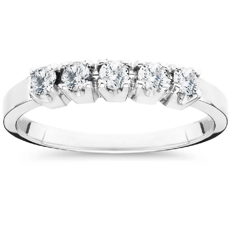 Women’s gemstone engagement rings-1/2ct Round Diamond Wedding Anniversary White Gold Ring