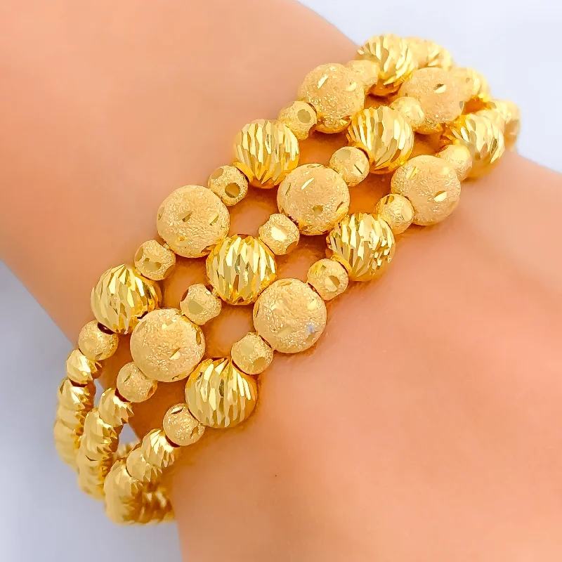 Women’s art deco bracelets-Chic Beaded 21k Statement Bangle Bracelet