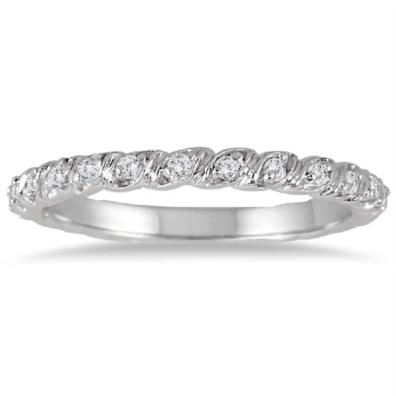 Women’s custom engagement rings-1/6 Carat TW Diamond Wedding Band in 10K White Gold