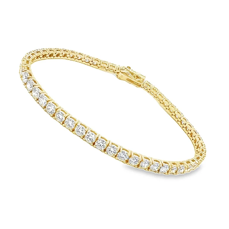 Women’s charm bracelets-Earth Diamond Tennis Bracelet set in 14K Yellow Gold