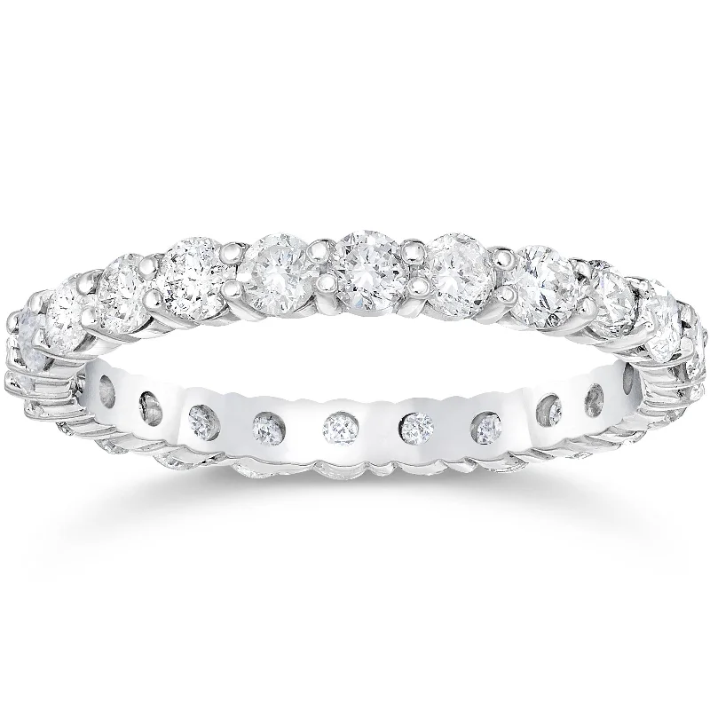 Women’s cushion cut engagement rings-Platinum 1 3/4ct Prong Diamond Eternity Ring Womens Wedding Band Lab Grown