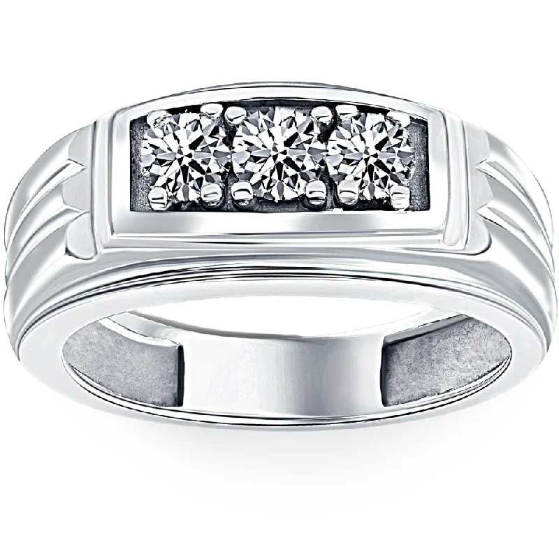 Women’s diamond solitaire engagement rings-3/4ct Diamond Mens 14K White Gold Wedding Ring