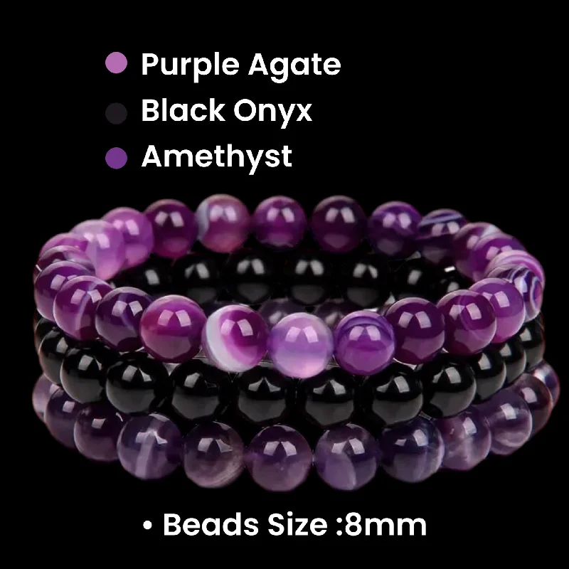 Women’s gemstone cuff bracelets-Amethyst Cyrstal Bracelet Bundle