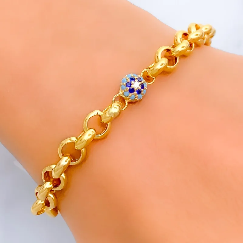 Women’s statement bangle bracelets-Bold Poised 22k Gold CZ Bracelet