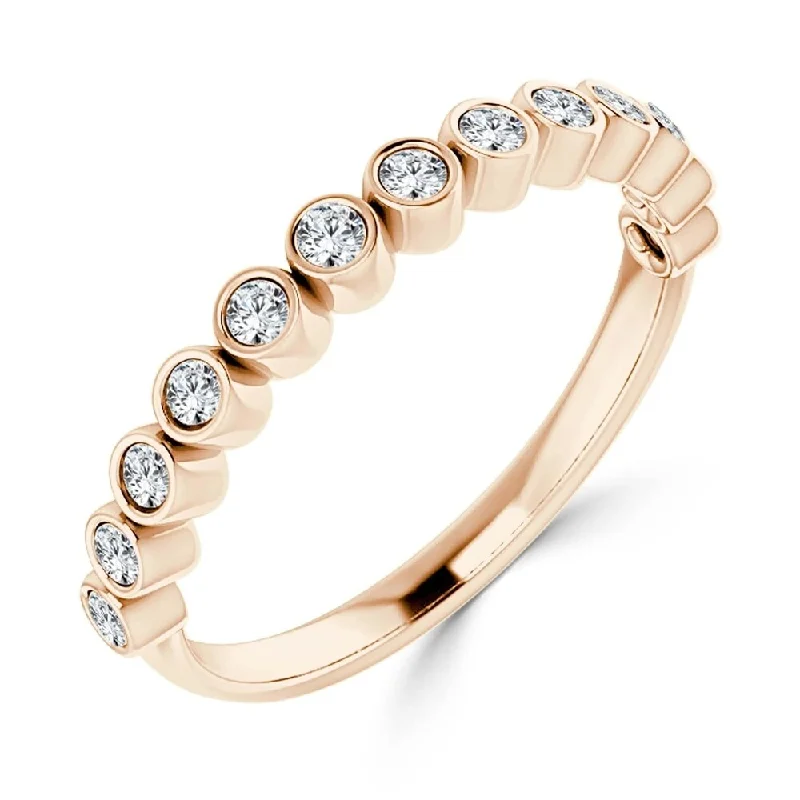 Women’s modern engagement rings-Auriya Stackable 1/4ct TDW Round Bezel Set Diamond Wedding Band 10K Gold