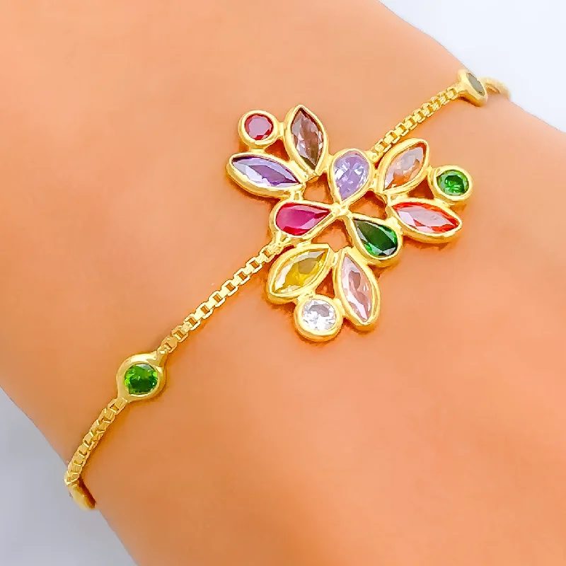 Women’s chic bracelets-Captivating Regal 22k Gold CZ Bracelet