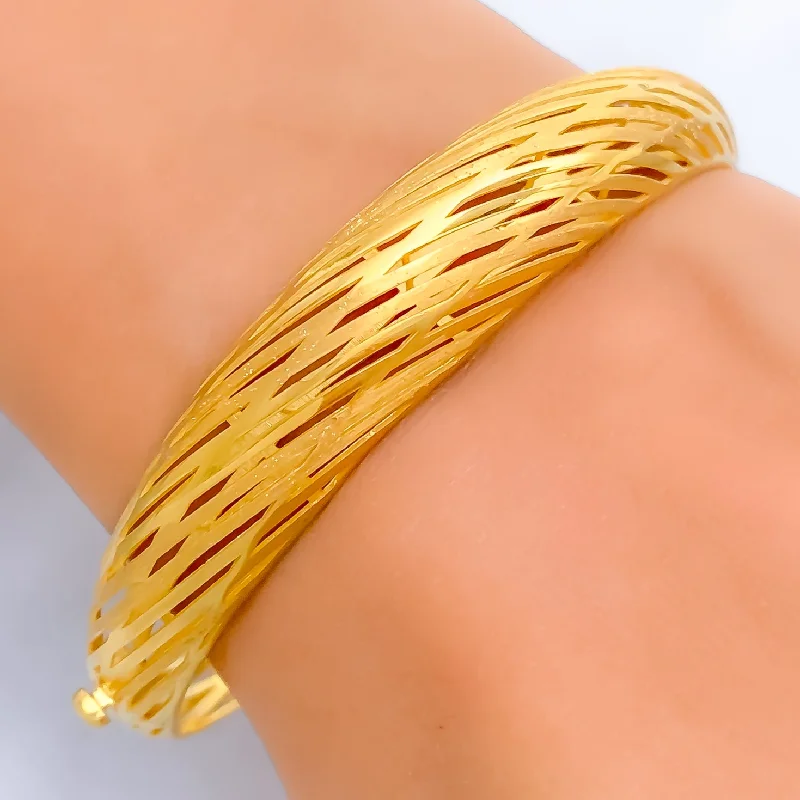 Women’s wedding bracelets-Majestic Sleek 21k Statement Bangle Bracelet