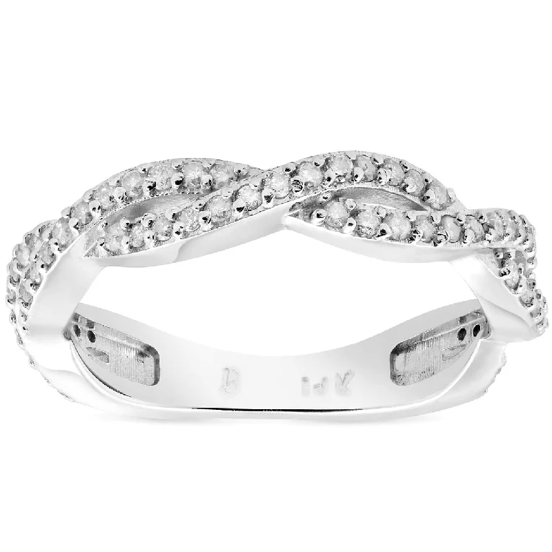 Women’s customized engagement rings-1/3ct Diamond Vine Wedding Stackable Ring in White Gold