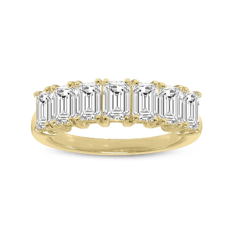 Women’s antique engagement rings-Marquee 1/2 Carat TW Emerald Cut Seven Stone Lab Grown Diamond Wedding Anniversary Ring 14K Yellow Gold