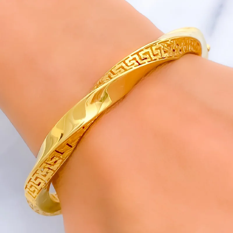 Women’s trendy bangles-Refined Engraved 21k Gold Bangle Bracelet