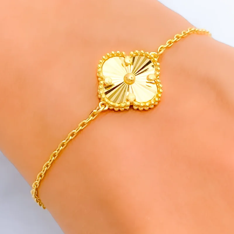 Women’s beaded bracelets-Eternal Radiant 21k Gold Clover Bracelet