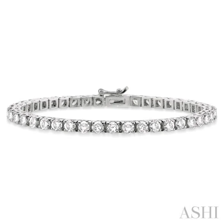 Women’s engraved bracelets-9 Ctw Square Shape Round Cut Diamond Tennis Bracelet in 14K White gold