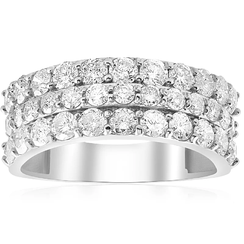 Women’s large diamond engagement rings-1 3/4ct Diamond Wedding Triple Row Ring White Gold