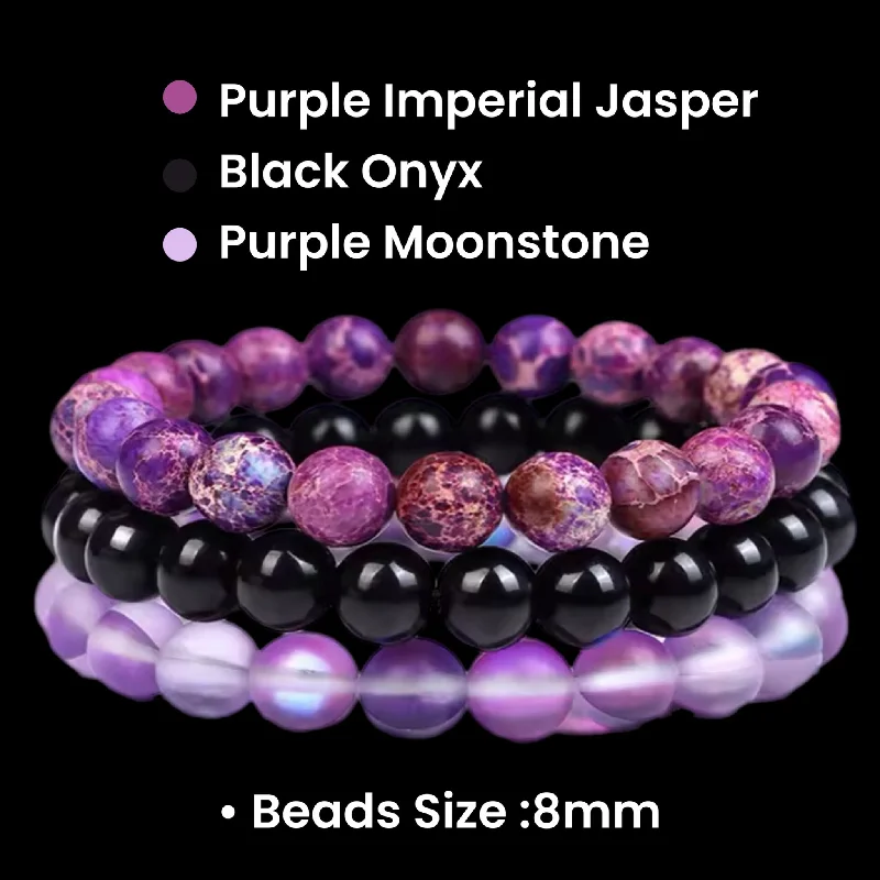 Women’s wedding bracelets-Purple Jasper Moonstone Cyrstal Bracelet Bundle