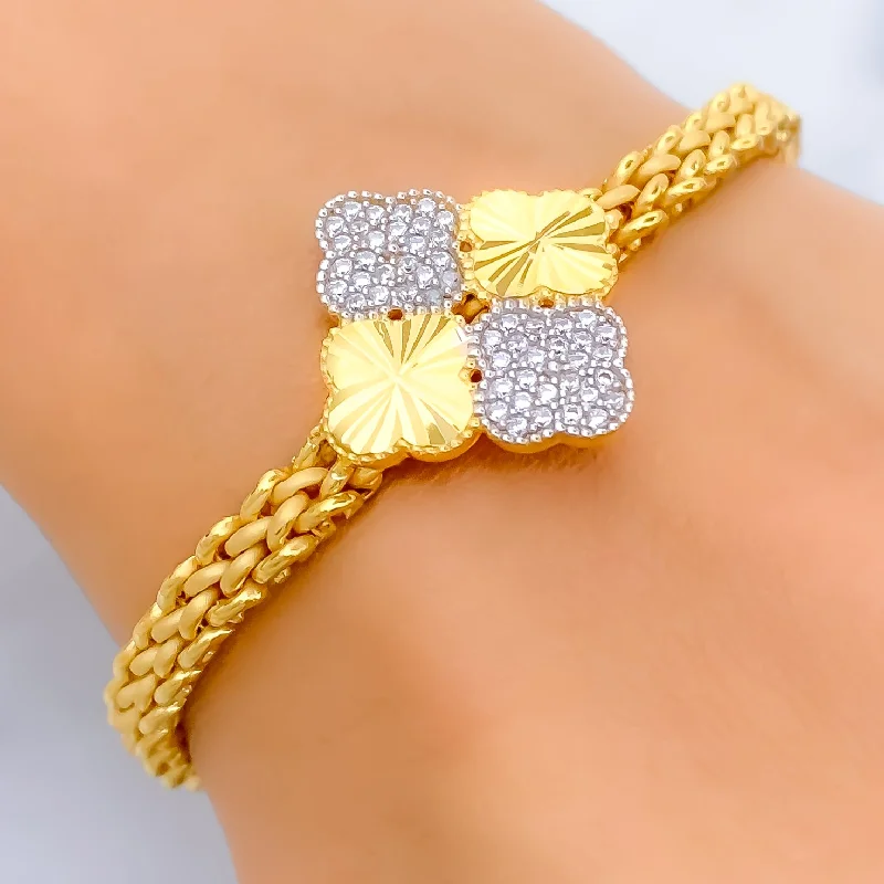 Women’s vintage-inspired bracelets-Palatial Ornate 21k Gold CZ Bracelet