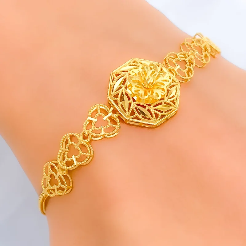 Women’s friendship bracelets-Bold Elevated 21k Gold Bracelet