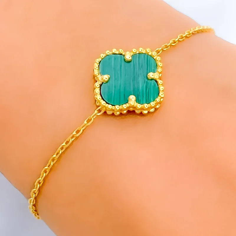 Women’s luxury bangle bracelets-Opulent Beautiful 21k Gold Clover Bracelet