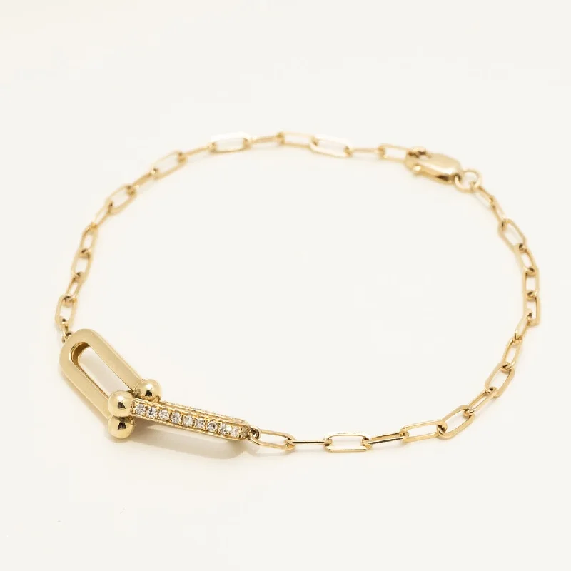 Women’s luxury diamond bracelets-Diamond U Link Bracelet in 14kt Yellow Gold (3/8ct tw)