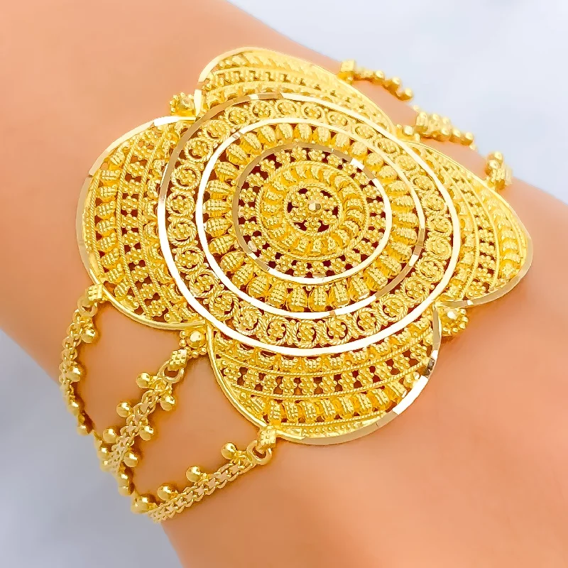 Women’s crystal bracelets-Gorgeous Dressy 22k Gold Statement Bracelet