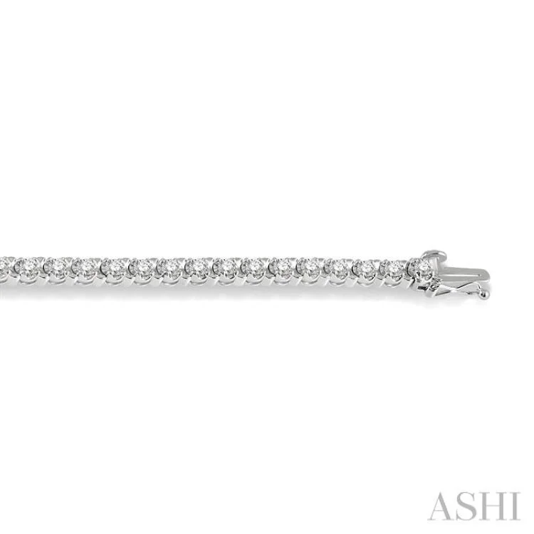 Women’s crystal bracelets-3 ctw Round Cut Diamond Tulip Bracelet in 14K White Gold