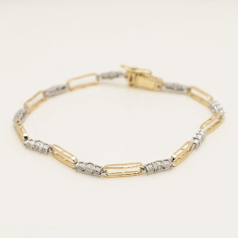 Women’s art deco bracelets-Diamond Link Bracelet in 10kt Yellow and White Gold (1/2ct tw)