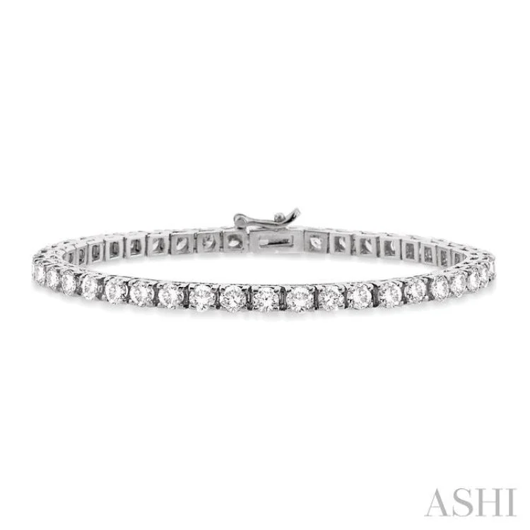 Women’s fashion bangles-10 Ctw Square Shape Round Cut Diamond Tennis Bracelet in 14K White gold