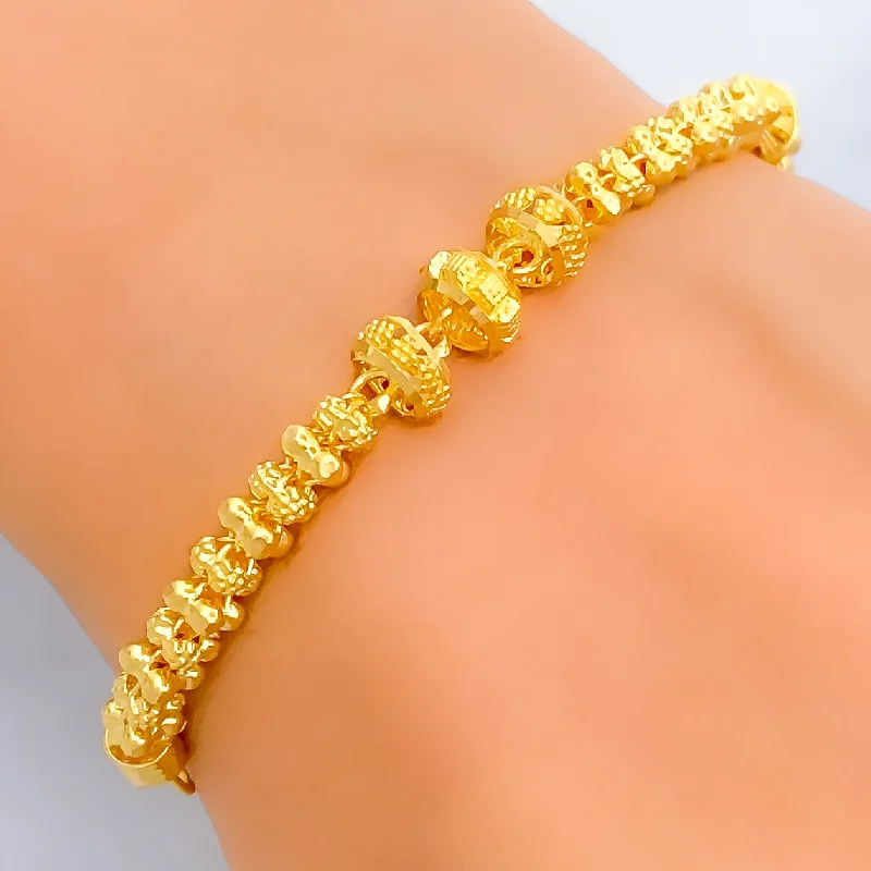 Women’s diamond cuff bracelets-Graceful Multi-Bead 22k Gold Bracelet