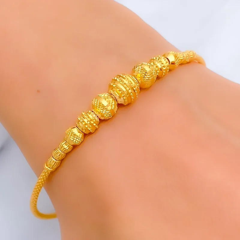 Women’s boho bracelets-Graceful Striped 22k Gold Bangle Bracelet