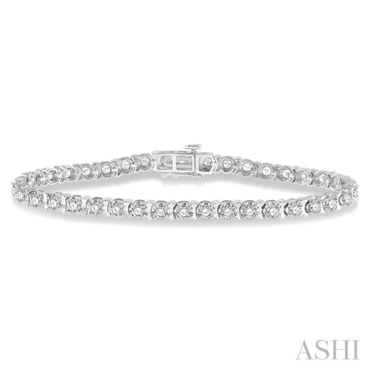 Women’s bridal bracelets-5 ctw Round Cut Diamond Tulip Bracelet in 14K White Gold