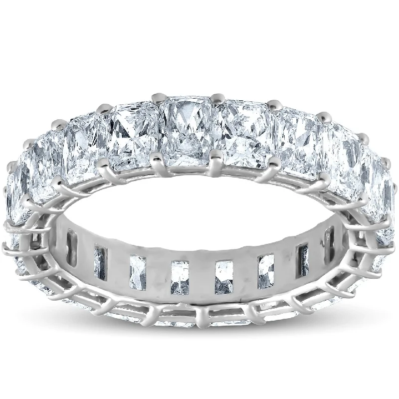 Women’s solitaire engagement rings with bands-5Ct Radiant Cut Diamond White Gold Eternity Wedding Ring Lab Grown