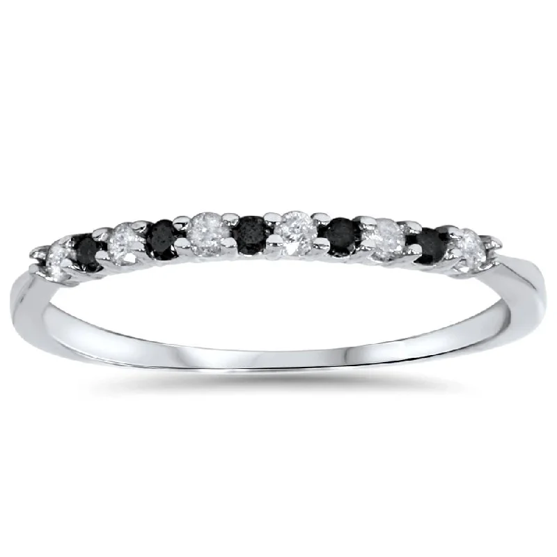 Women’s antique engagement rings-1/4ct Black & White Diamond Wedding Anniversary Ring