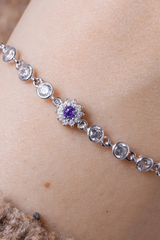 Women’s opal bracelets-Zircon Flower Purple (03) Bracelet