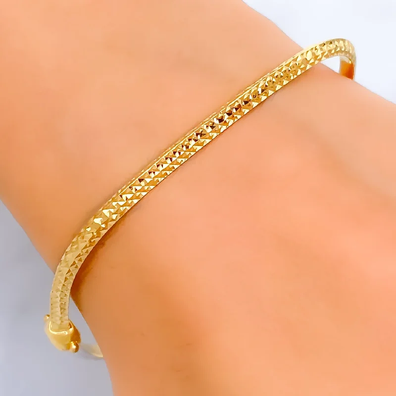 Women’s pearl bangles-Textured Dual Tone 22k Gold Bangle Bracelet