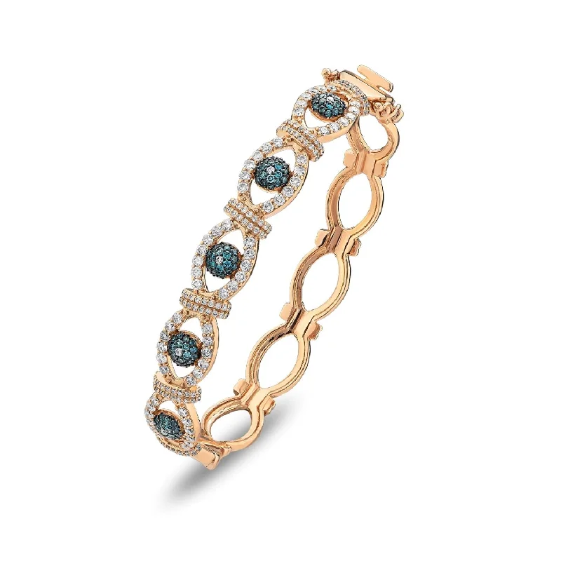 Women’s sterling silver cuff bracelets-EYE LIGHT GOLD DIAMOND BRACELET