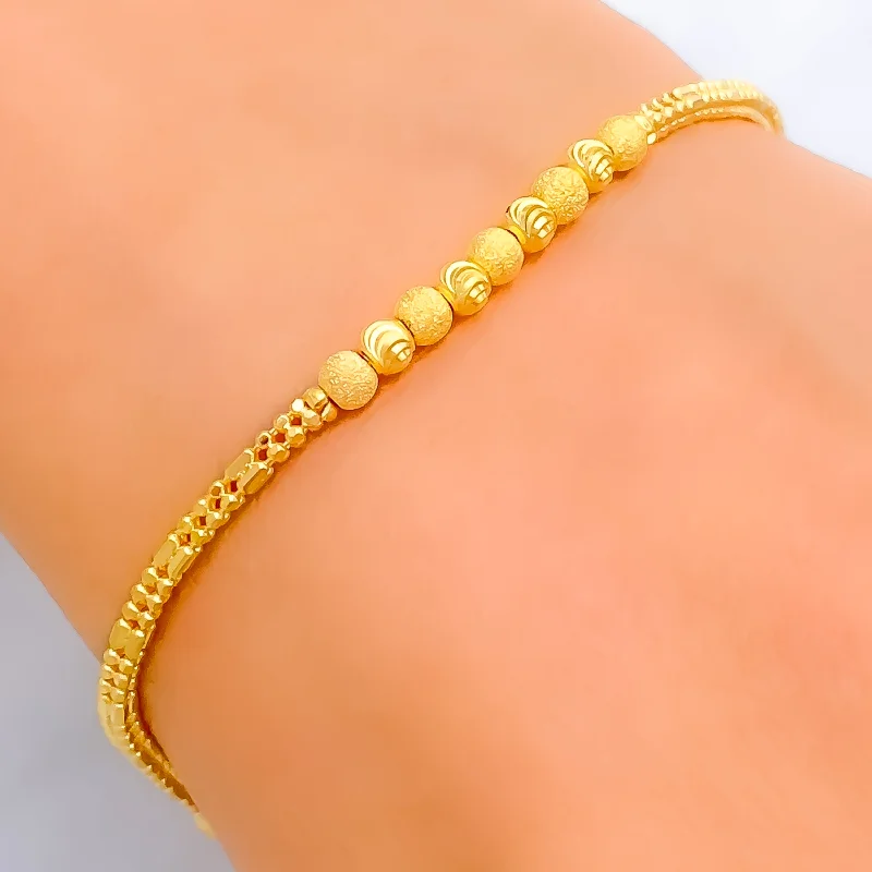 Women’s gold bangle bracelets-Ornate Blush 22K Gold Bracelet