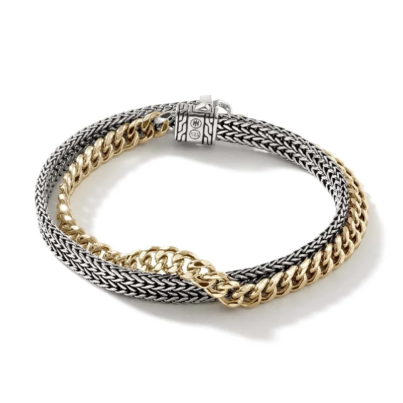 Women’s delicate bracelets-John Hardy Classic Chain Collection Double Wrap Bracelet in Sterling Silver and 18kt Yellow Gold