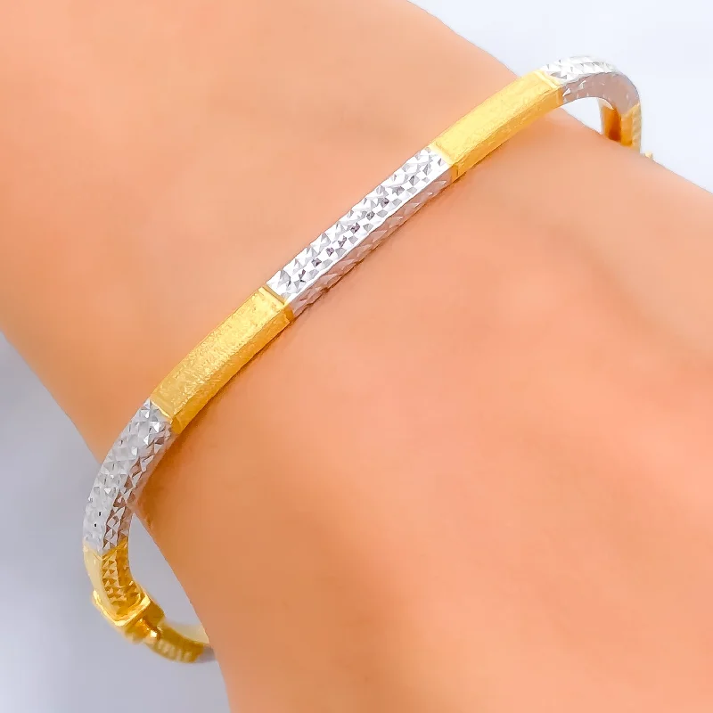 Women’s thin bangles-Unique Square 22k Gold Bangle Bracelet