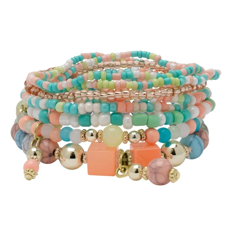 Women’s lucky charm bracelets-Victoria Townsend Gold Plated Pastel Multi-color Bead Layering Bracelet