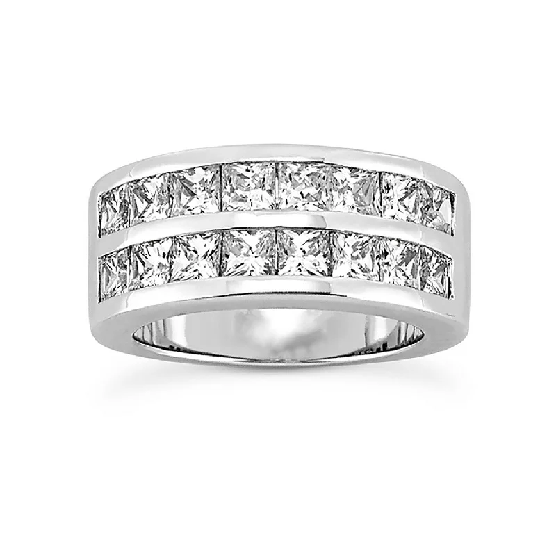 Women’s elegant engagement rings-Auriya 3/4ctw Double Row Diamond Wedding Band 14k Gold