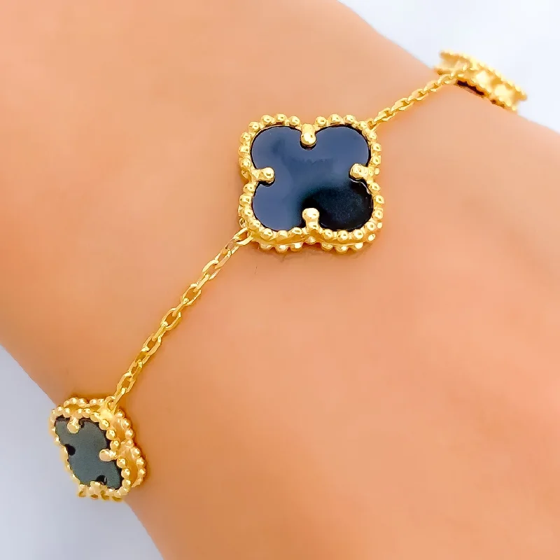 Women’s leather bracelets-Versatile Lovely 21k Gold Clover Bracelet