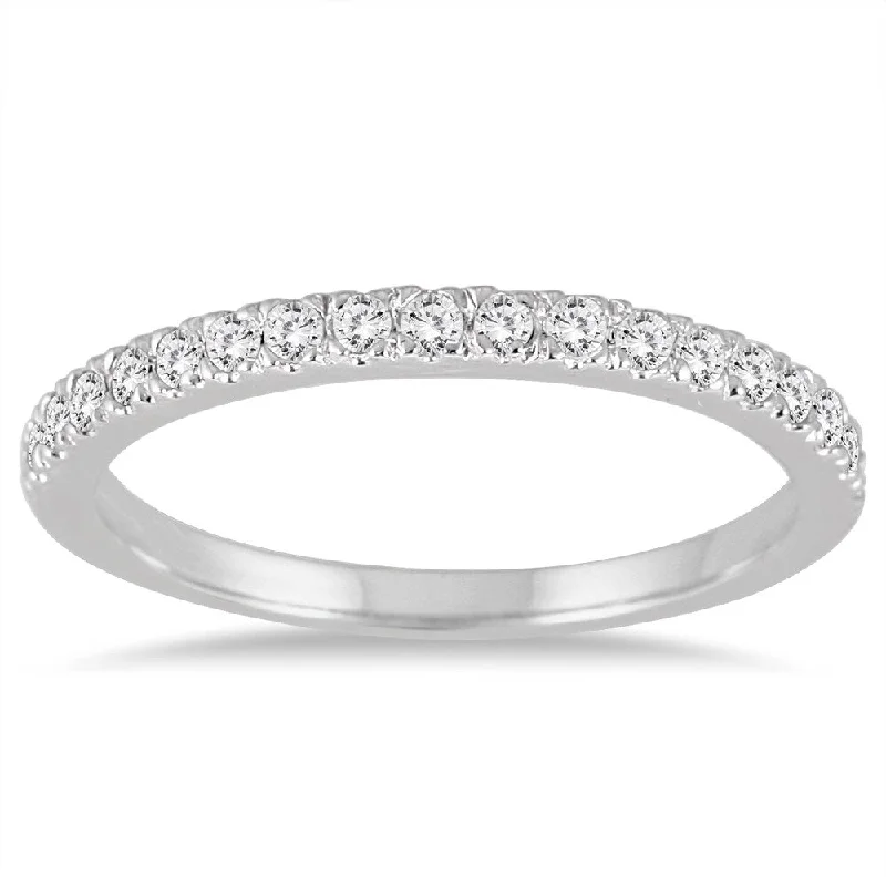 Women’s custom halo engagement rings-1/3 Carat TW Diamond Wedding Band in 14K White Gold