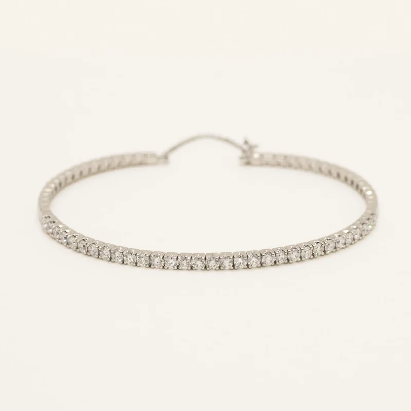 Women’s custom engraved bracelets-Diamond Flexible Cuff Bracelet in 14kt White Gold (1.58ct tw)