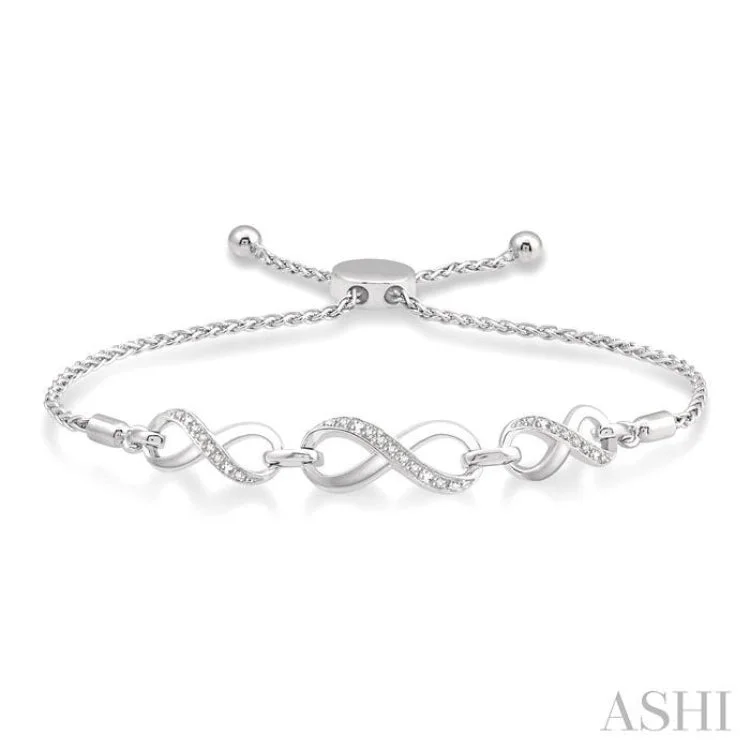 Women’s woven bracelets-1/20 Ctw Triple Infinity Link Round Cut Diamond Sterling Silver Lariat Bracelet